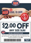 $2 off any sub sandwich today at Jersey Mikes #jerseymikes