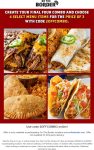 4 combo meal for the price of 3 at On The Border, or online via promo code 2OFFCOMBO #ontheborder
