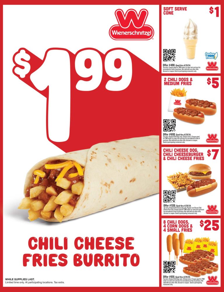 2 chili dogs + fries = $5 & more at Wienerschnitzel restaurants