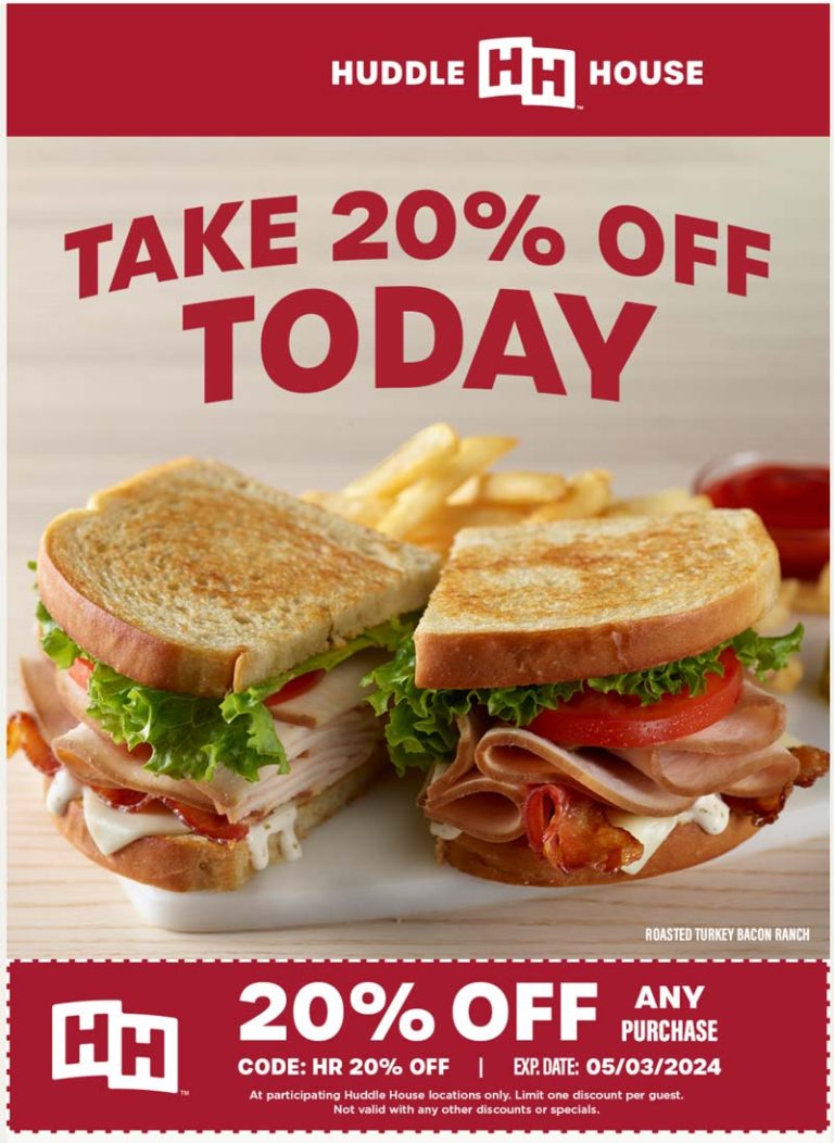 20% off at Huddle House restaurants