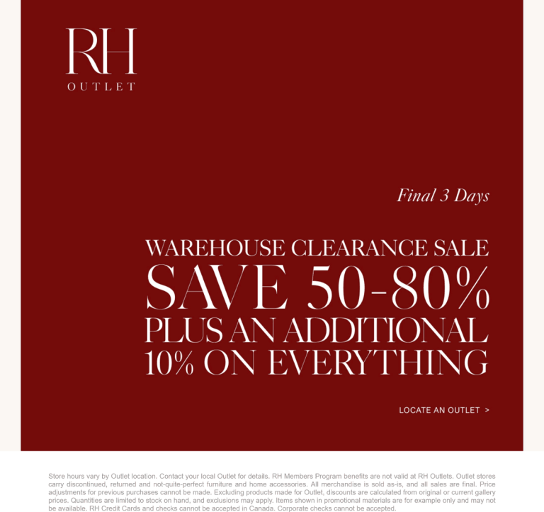 50-80% off everything at RH Outlet