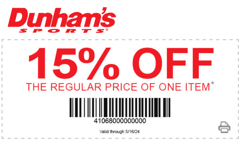 15% off a single item at Dunhams Sports