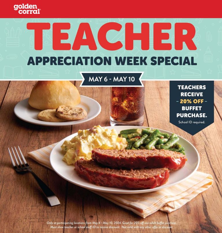 Teachers score 20% off at Golden Corral restaurants