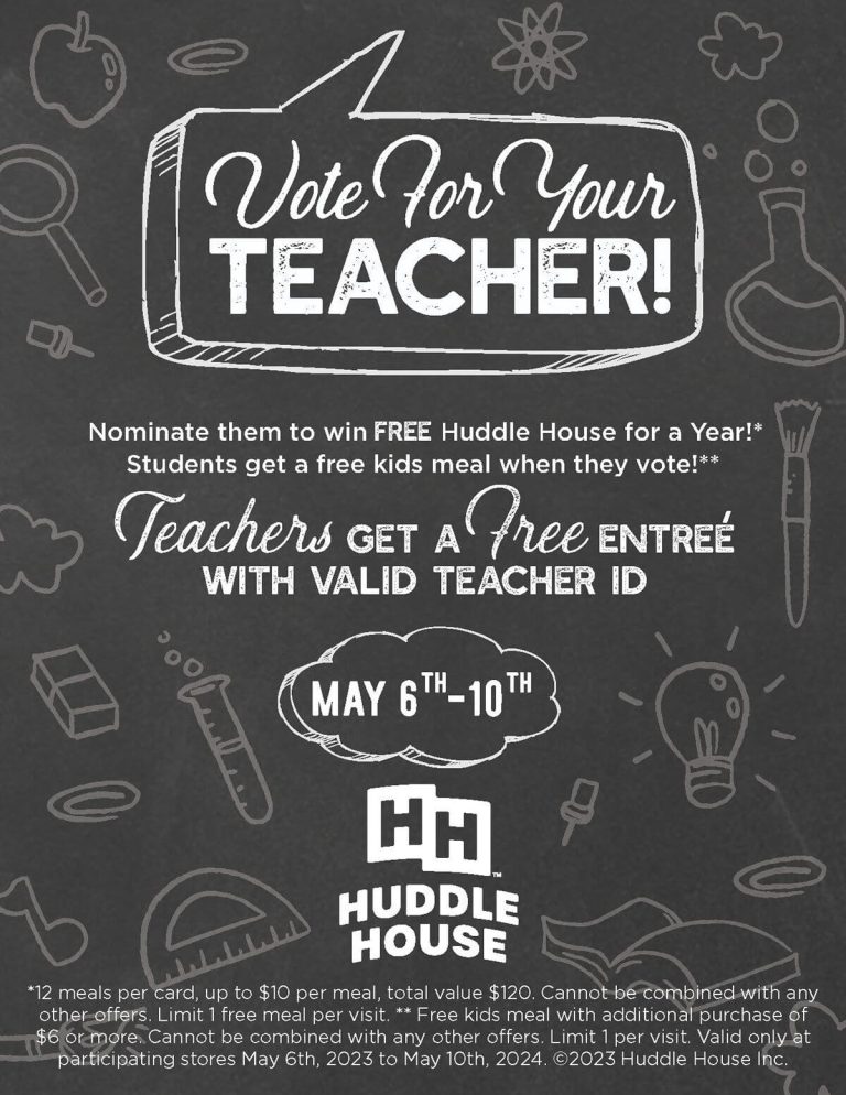 Teachers enjoy a free entree at Huddle House