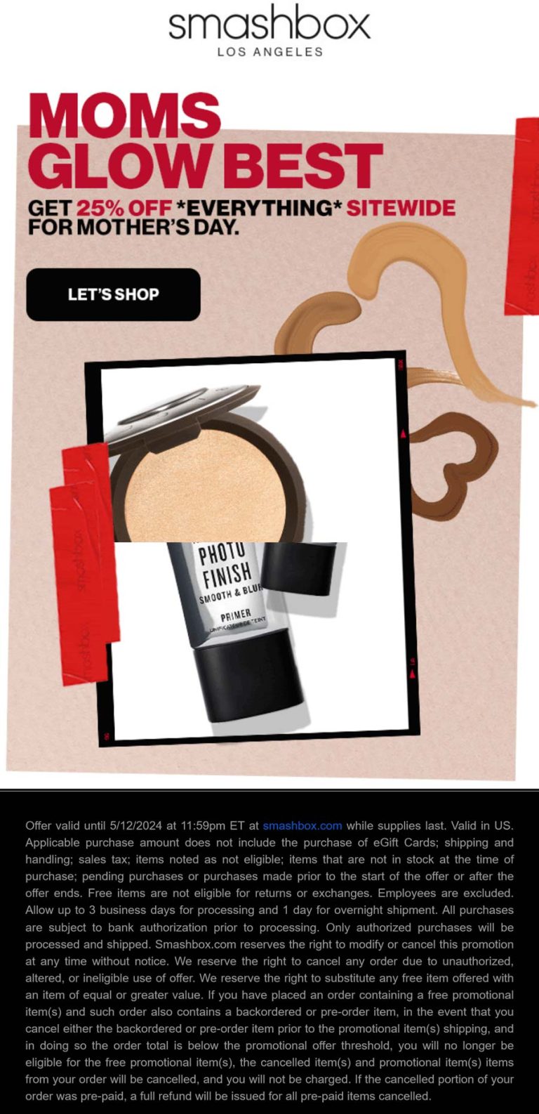 25% off everything at Smashbox cosmetics