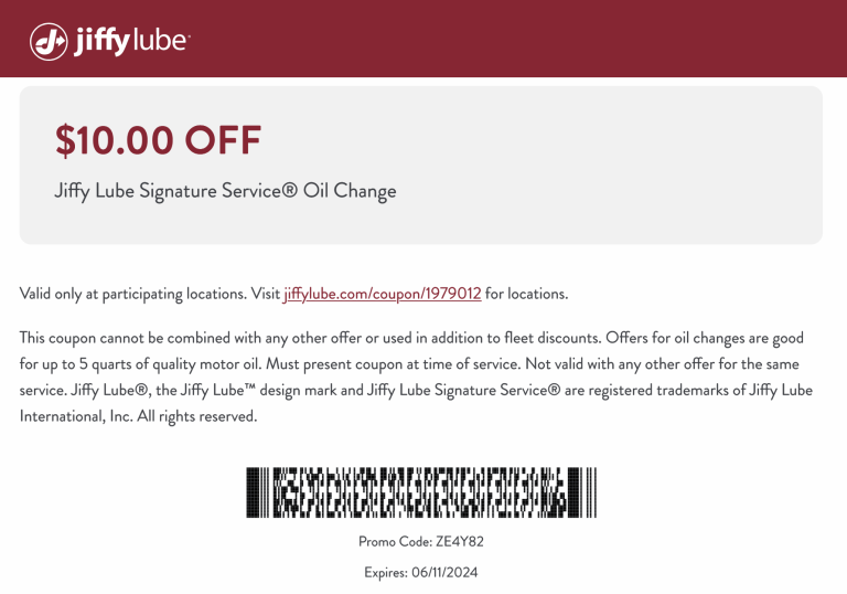 $10 off signature oil change at Jiffy Lube