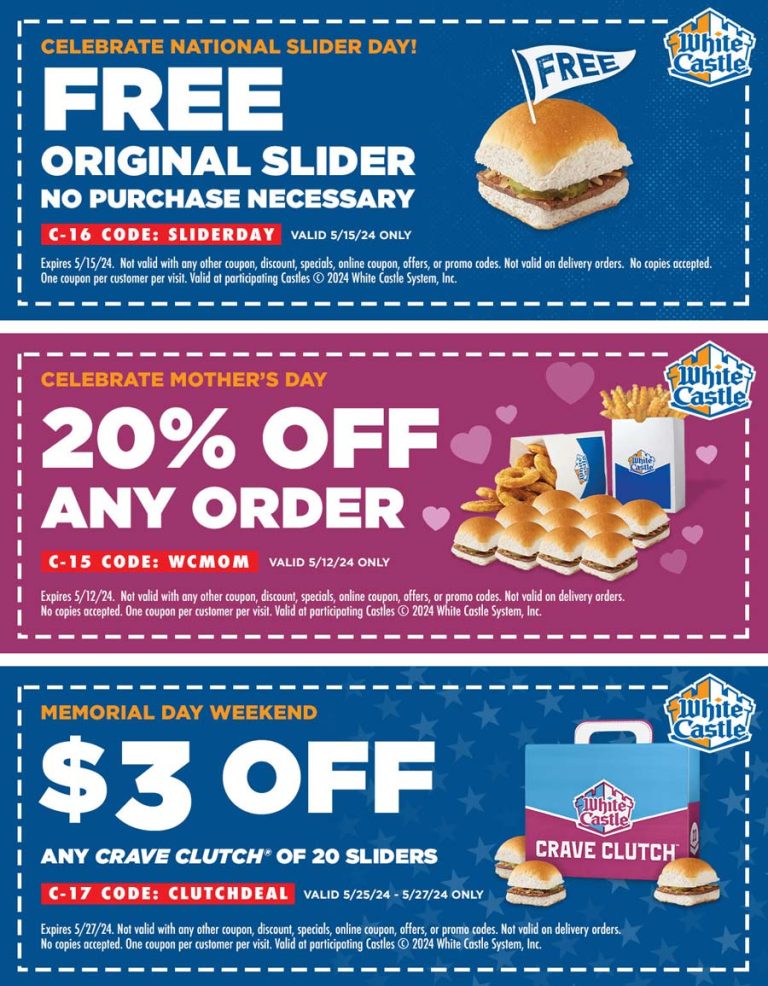 Free slider hamburger & more at White Castle restaurants