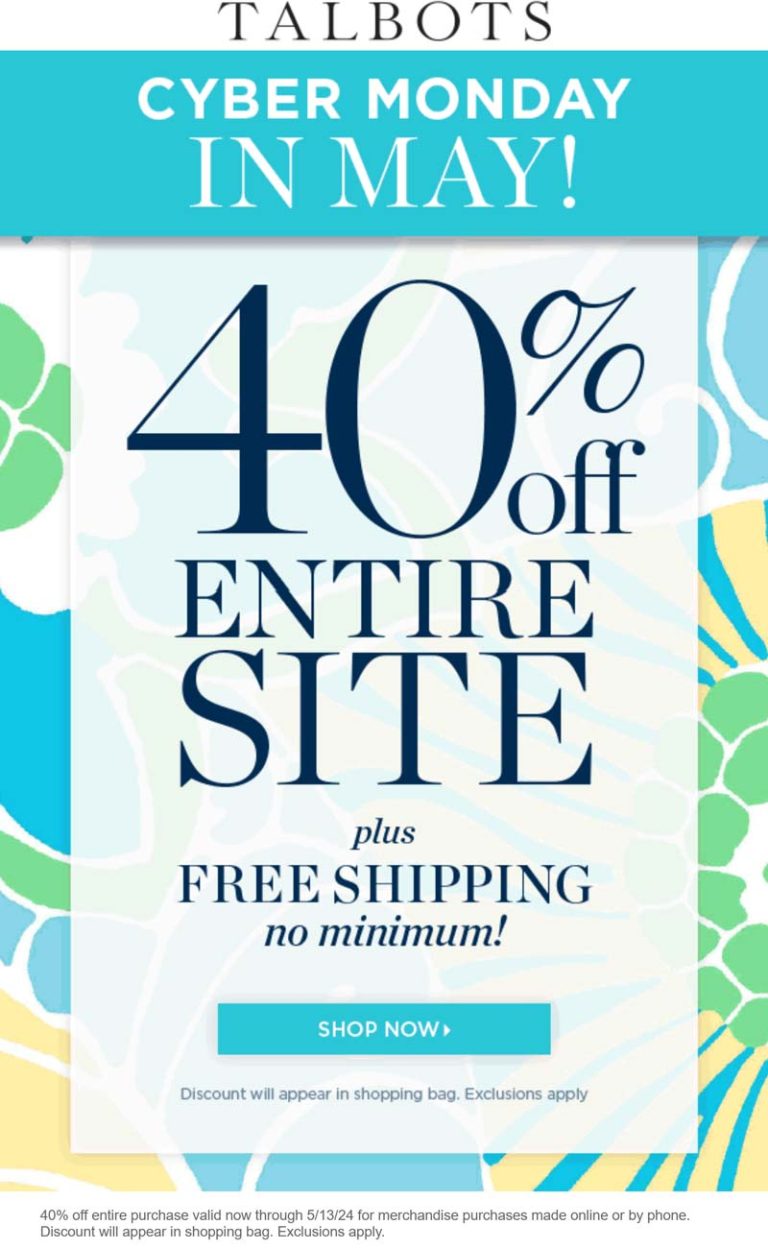 40% off everything today at Talbots