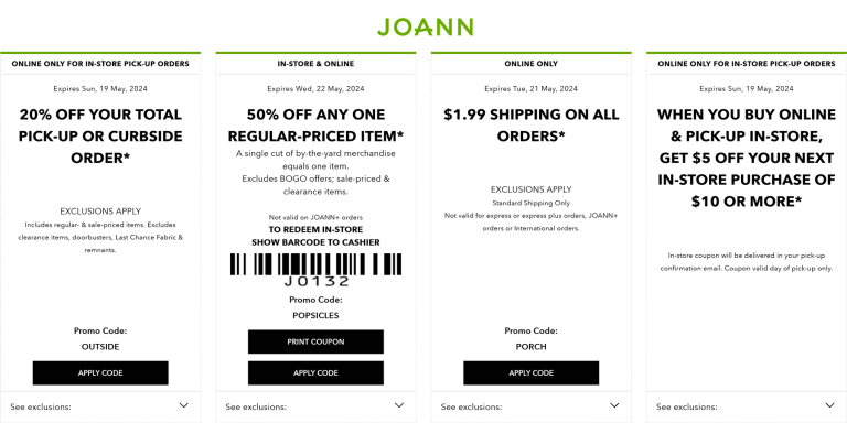 50% off a single item at Joann, or online via promo code POPSICLES