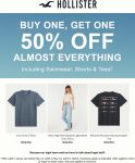 Second item 50% off at Hollister, ditto online #hollister