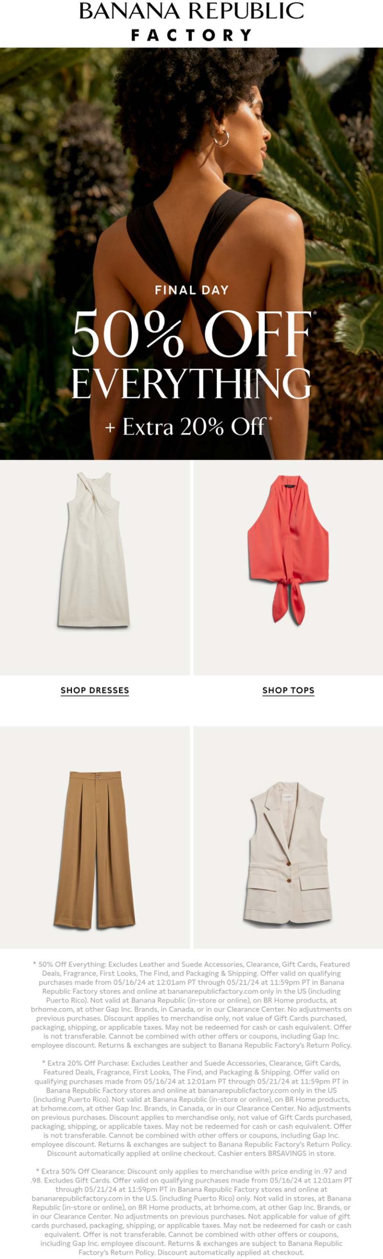 70% off everything today at Banana Republic Factory