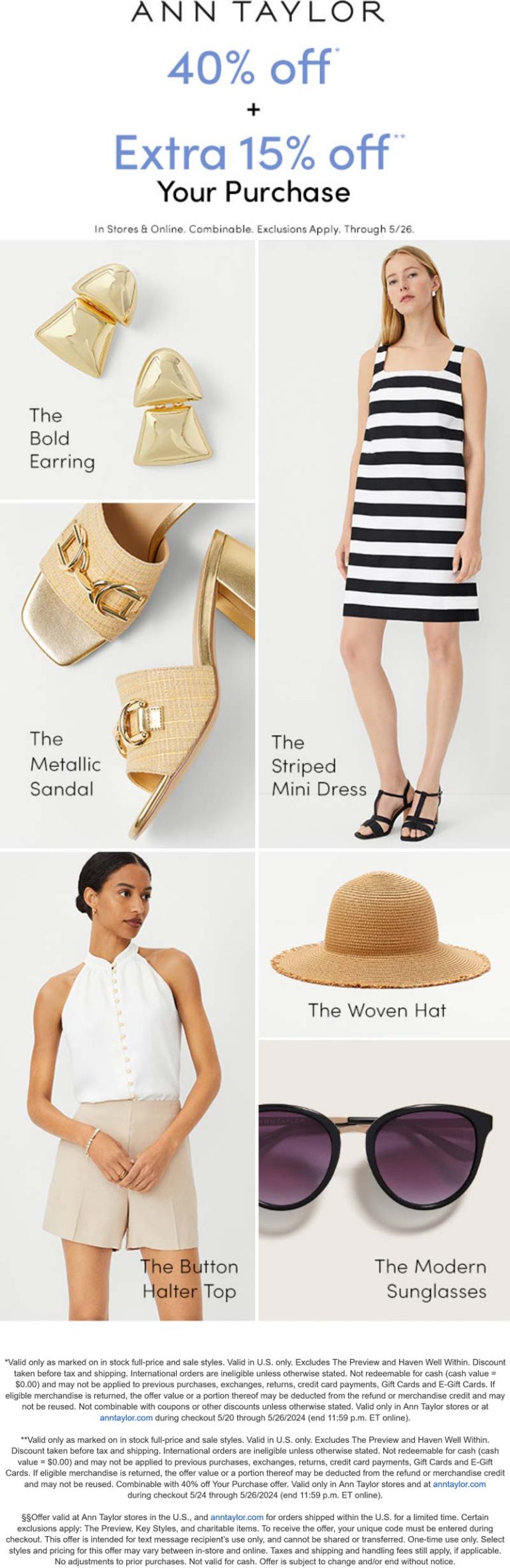 55% off at Ann Taylor, ditto online