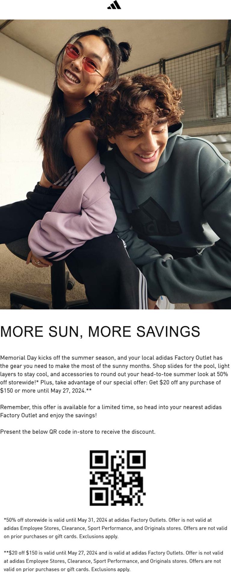 50% off everything at Adidas Factory Outlets
