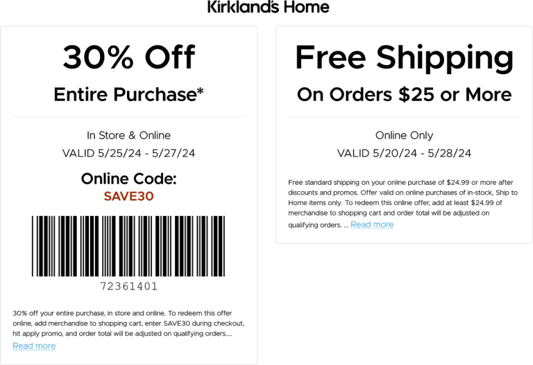 30% off at Kirklands, or online via promo code SAVE30