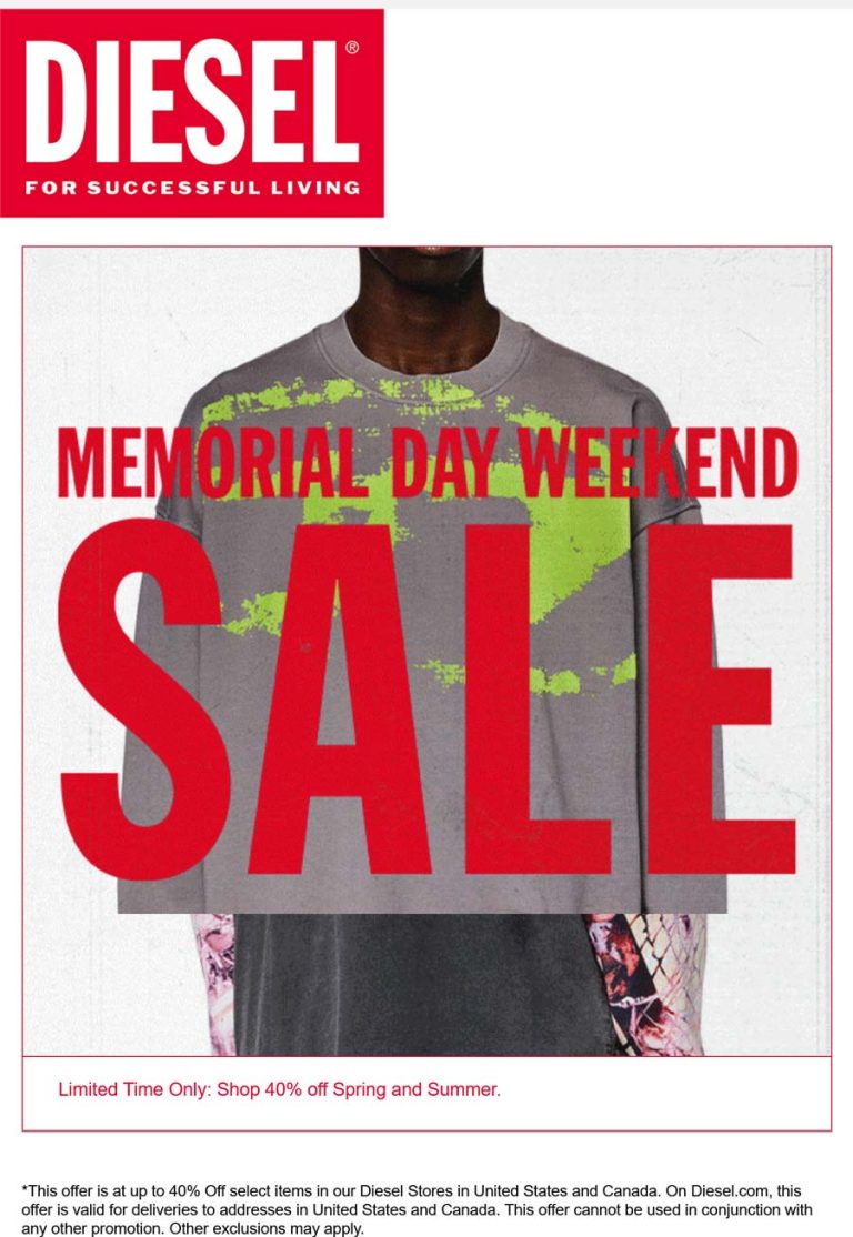 40% off spring & summer today at Diesel