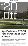 $20 off $100 via mobile today at Golf Galaxy #golfgalaxy