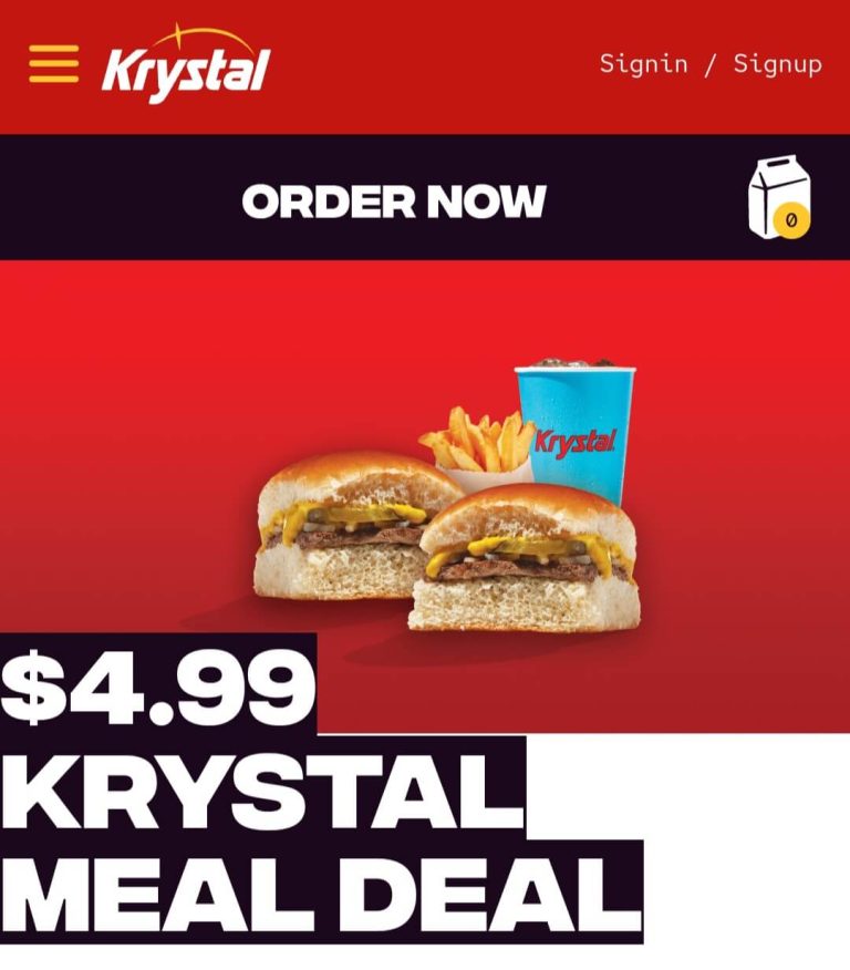 2 cheeseburgers + fries + drink = $5 today at Krystal