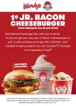 1 cent jr bacon cheeseburger online today at Wendys #wendys