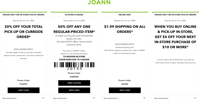 50% off a single item at Joann, or online via promo code GARDEN