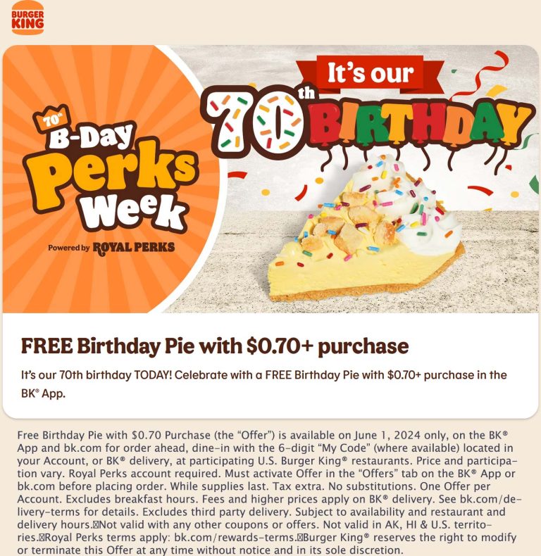 Free pie with your order today at Burger King