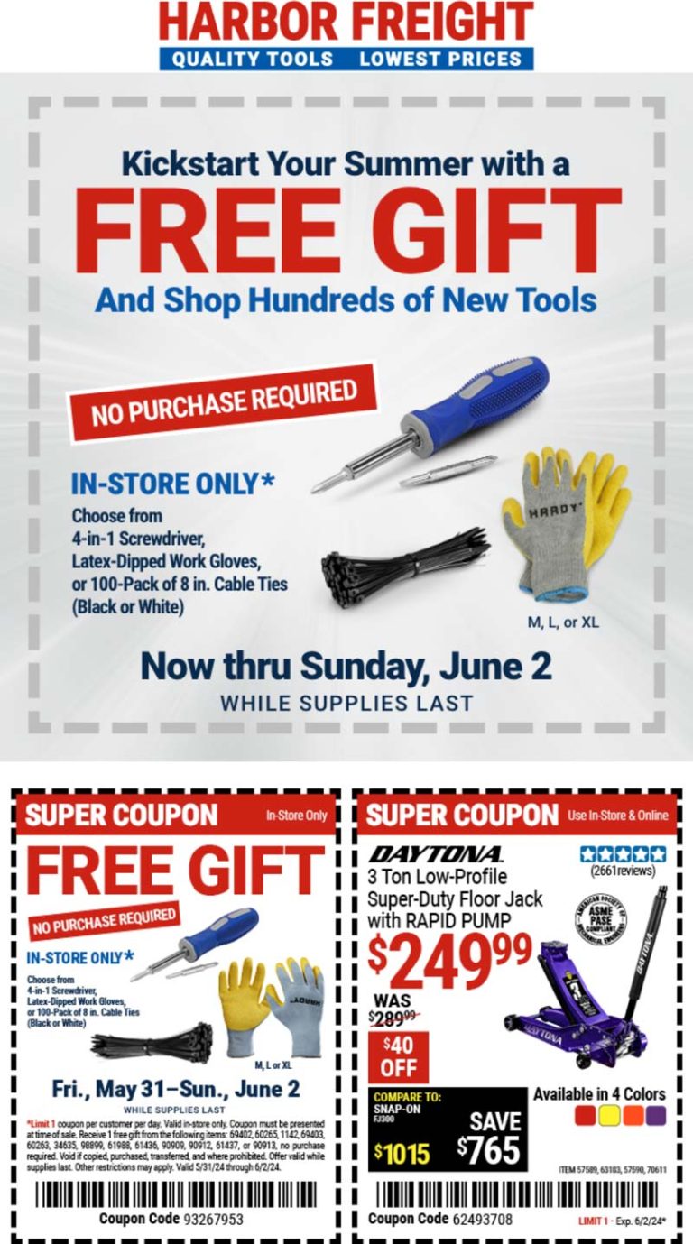 Free gift at Harbor Freight Tools, no purchase necessary