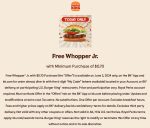 Free whopper jr with your order today at Burger King restaurants #burgerking
