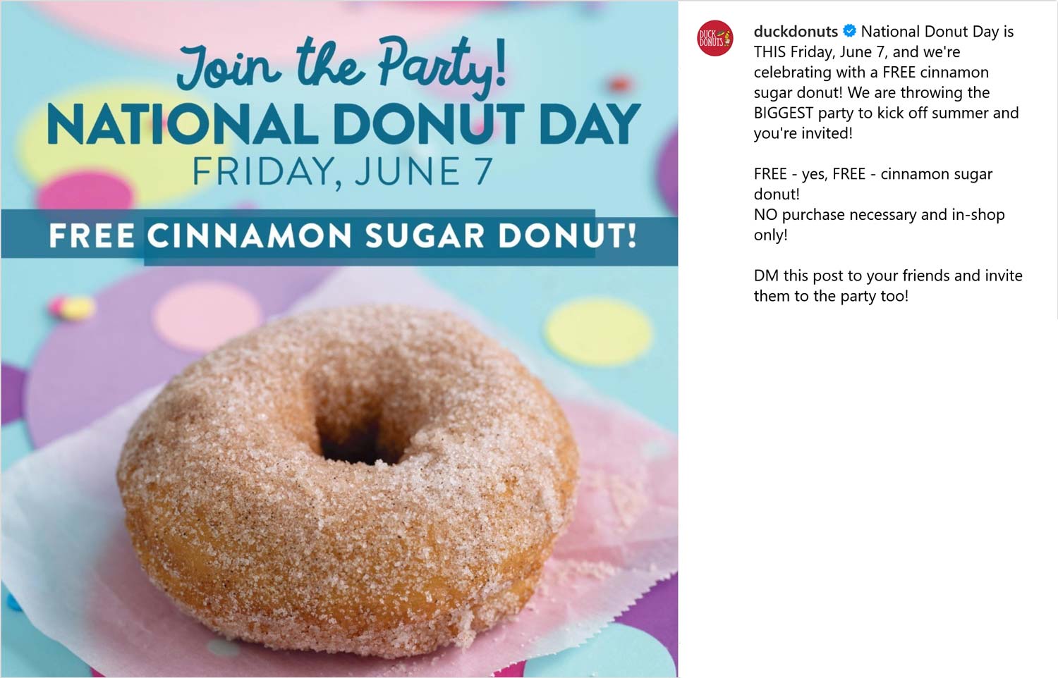 Free doughnut Friday at Duck Donuts, no purchase necessary duckdonuts