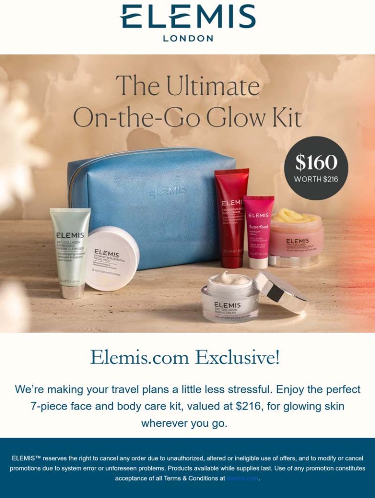 26% off 7pc face & body kit at Elemis