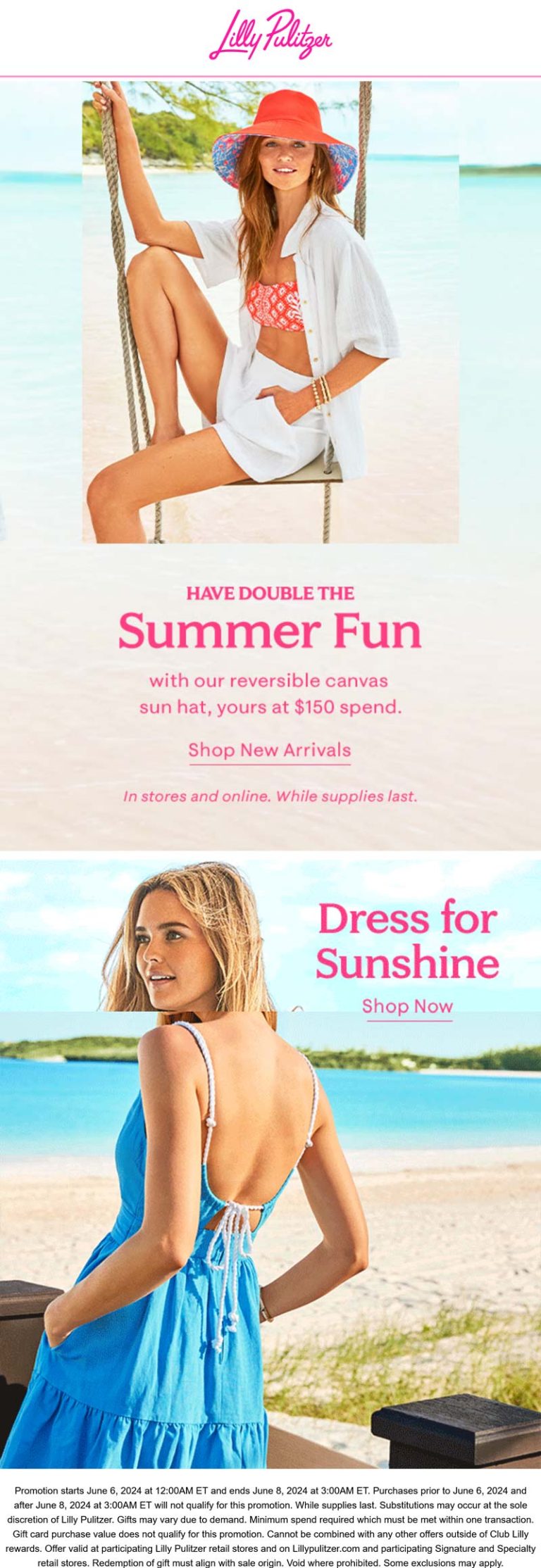 Free reversible canvas sun hat on $150 at Lilly Pulitzer, ditto online