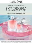 Free full size with any item online at Lancome via promo code SUMMERSPLASH #lancome