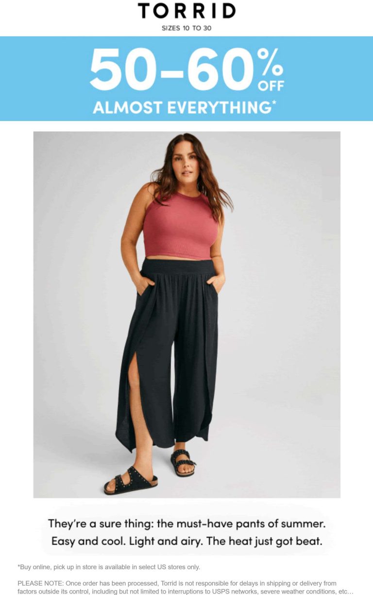 50-60% off today at Torrid