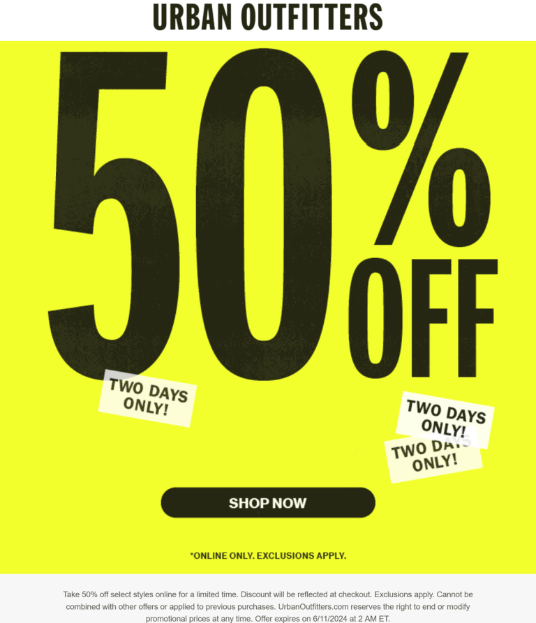 50% off online today at Urban Outfitters