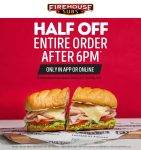 50% off everything after 6p at Firehouse Subs restaurants #firehousesubs
