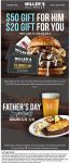 $20 card free with your $50 card at Millers Ale House restaurants #millersalehouse