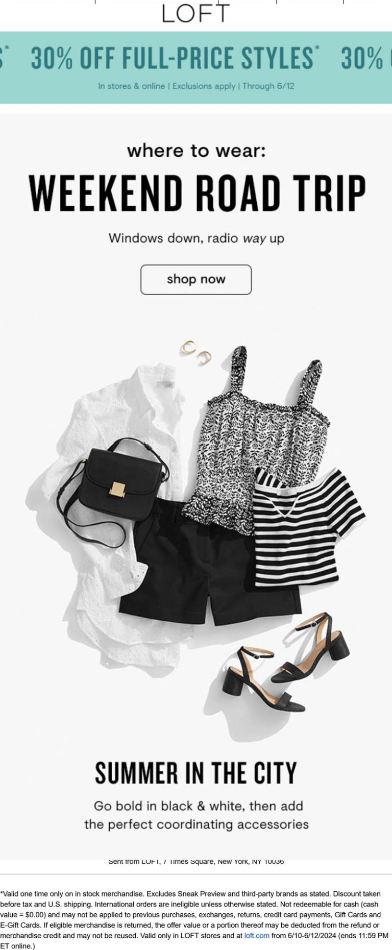 30% off at LOFT, ditto online