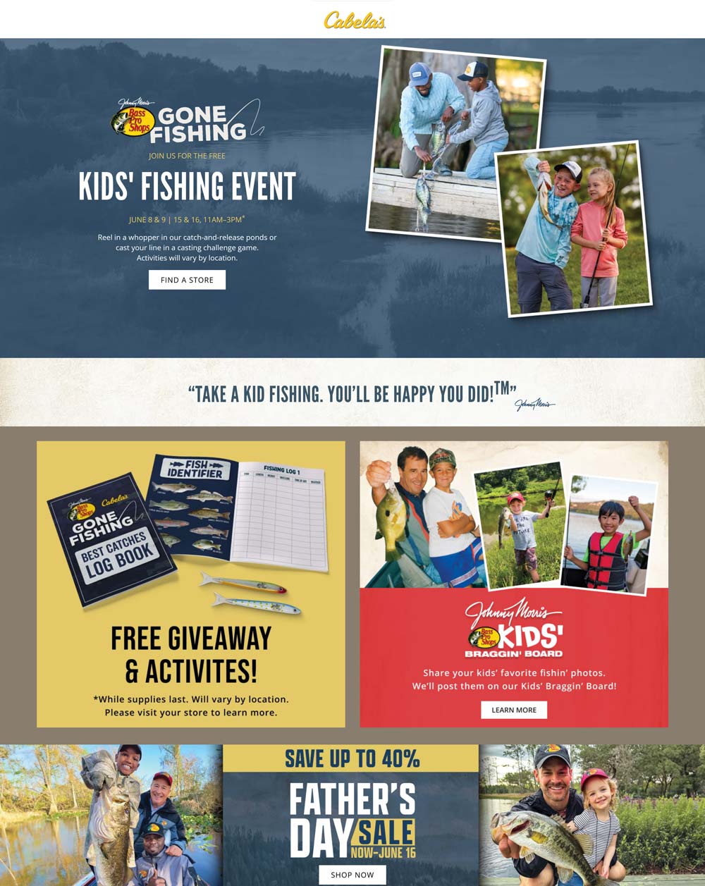 Free kids fishing event til 3p today at Bass Pro Shops &amp; Cabelas # ...