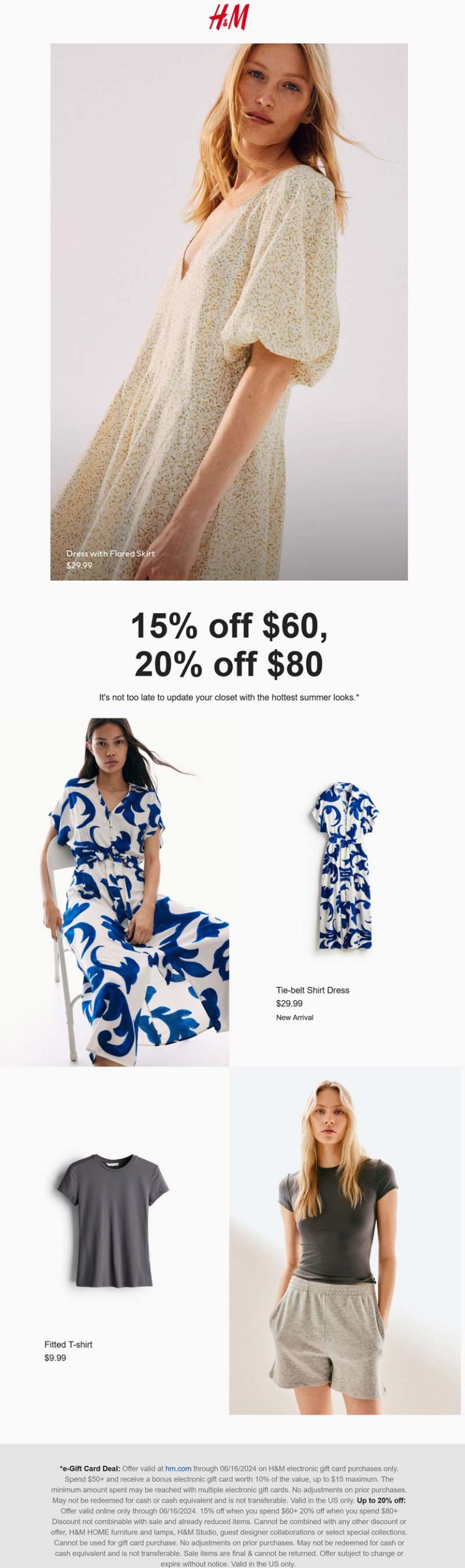 H&M coupon: 15-20% off $60+ today at H&M