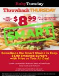 Smashed cheeseburger + fries = $9 today at Ruby Tuesday #rubytuesday