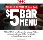 $5 bar menu all day today at TGI Fridays restaurants #tgifridays