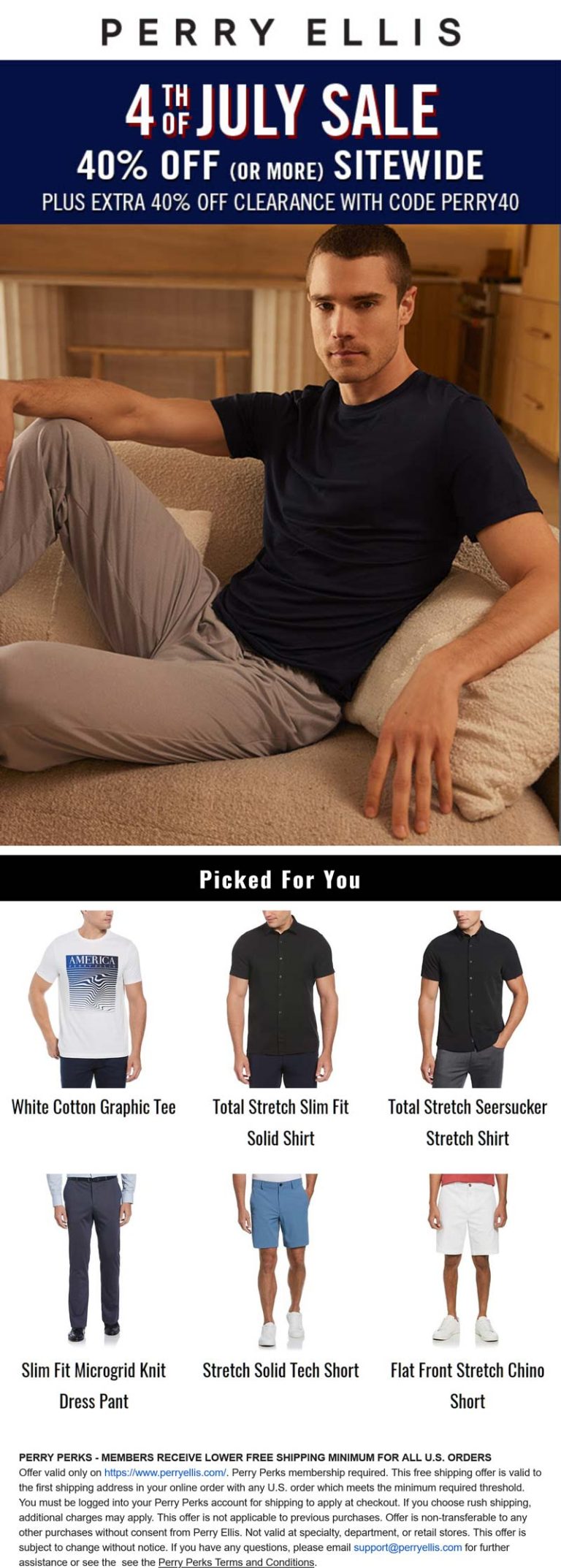 40% off & more at Perry Ellis via promo code PERRY40