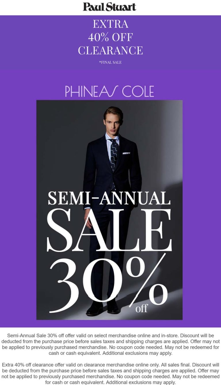 30-40% off at Paul Stuart, ditto online
