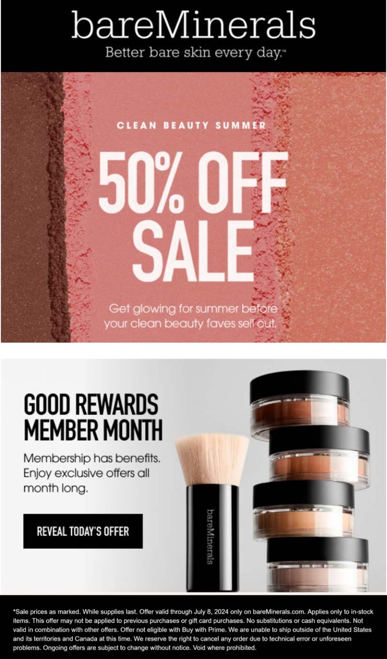 50% off sale items online at bareMinerals