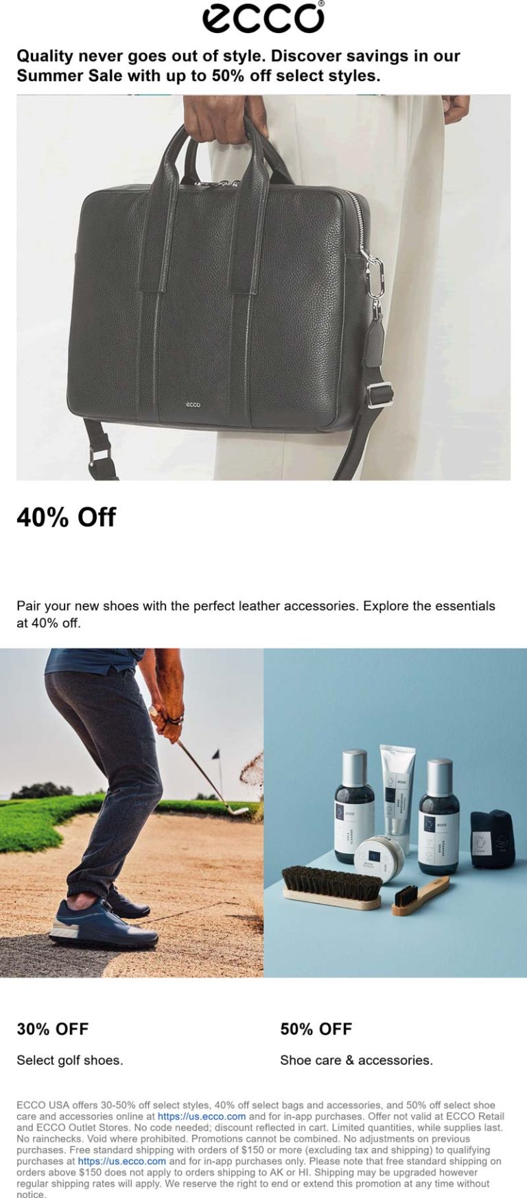 40% off bags, 50% off accessories & more online at ECCO