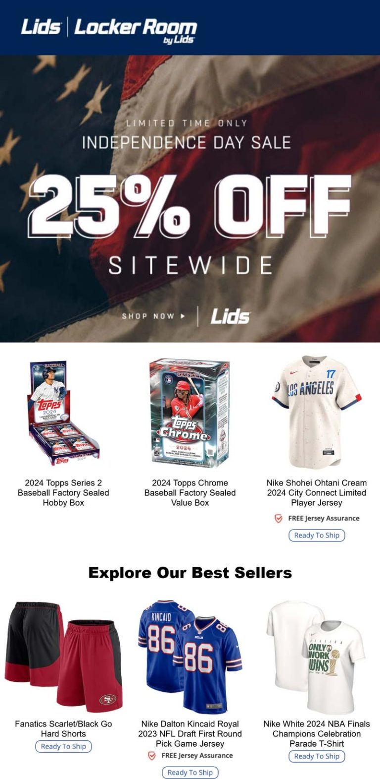 25% off everything online today at Lids