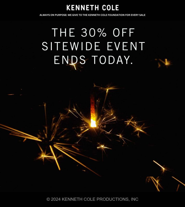 30% off everything online today at Kenneth Cole