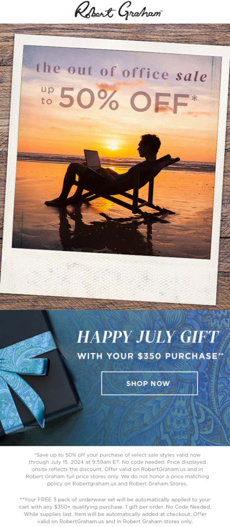 Free 3pk underwear on $350 & more at Robert Graham