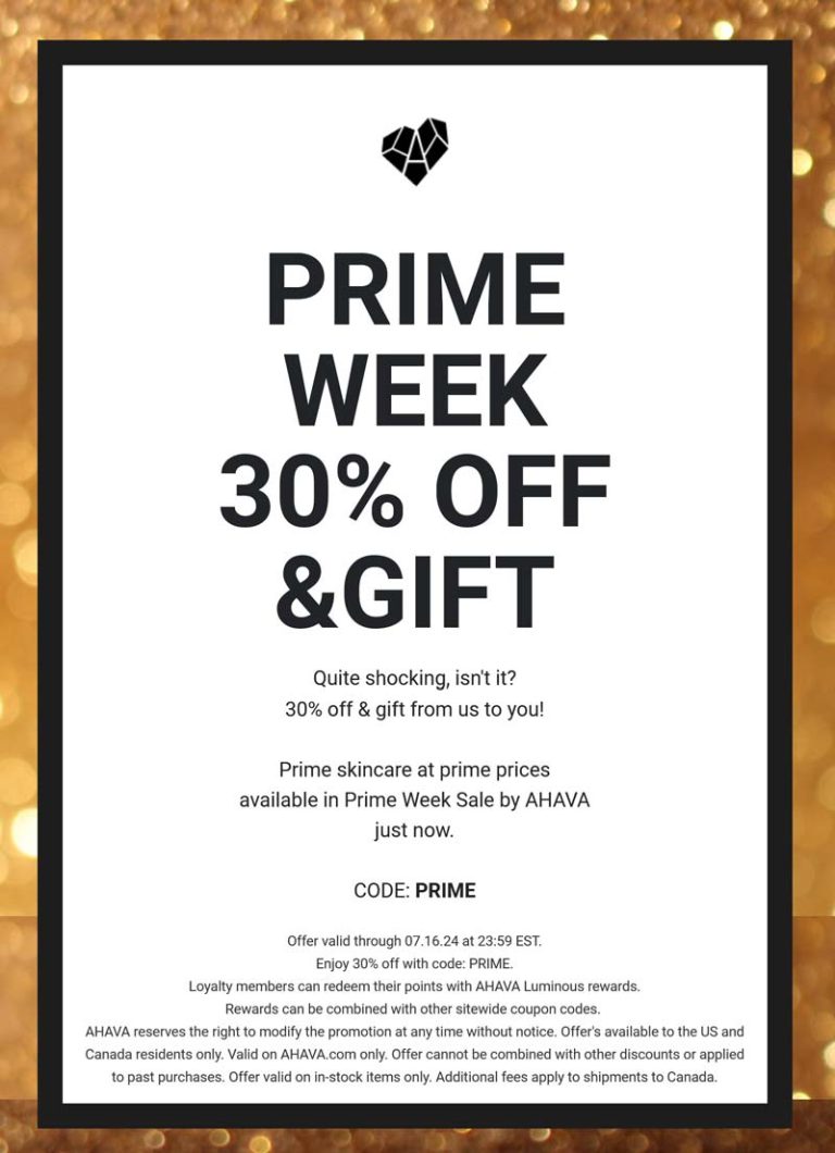 30% off + free gift at AHAVA via promo code PRIME