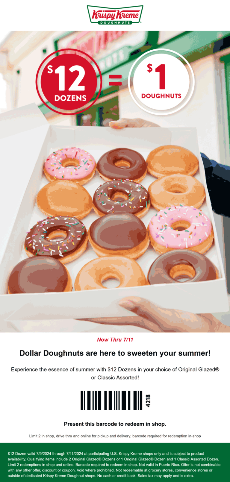 $12 dozen doughnuts at Krispy Kreme