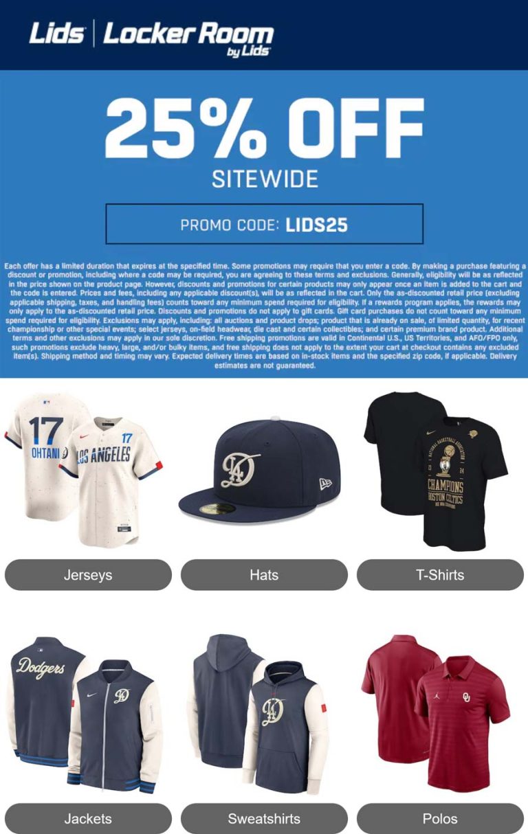25% off everything online today at Lids via promo code LIDS25