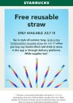 Free reusable straw with your cold drink today at Starbucks #starbucks